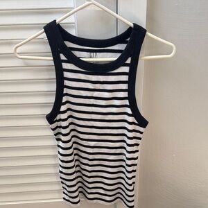 GAP Black & White Striped Ribbed Tank